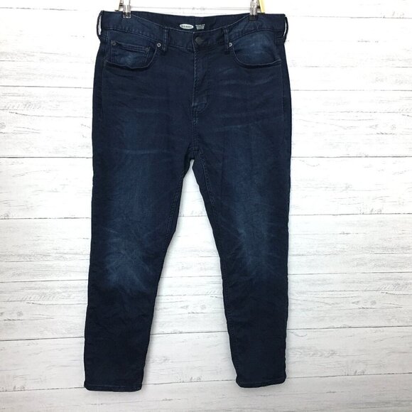 Old Navy Men's Jeans Relaxed Slim Straight Leg Built in Flex Dark Wash 36x30 - Picture 1 of 8